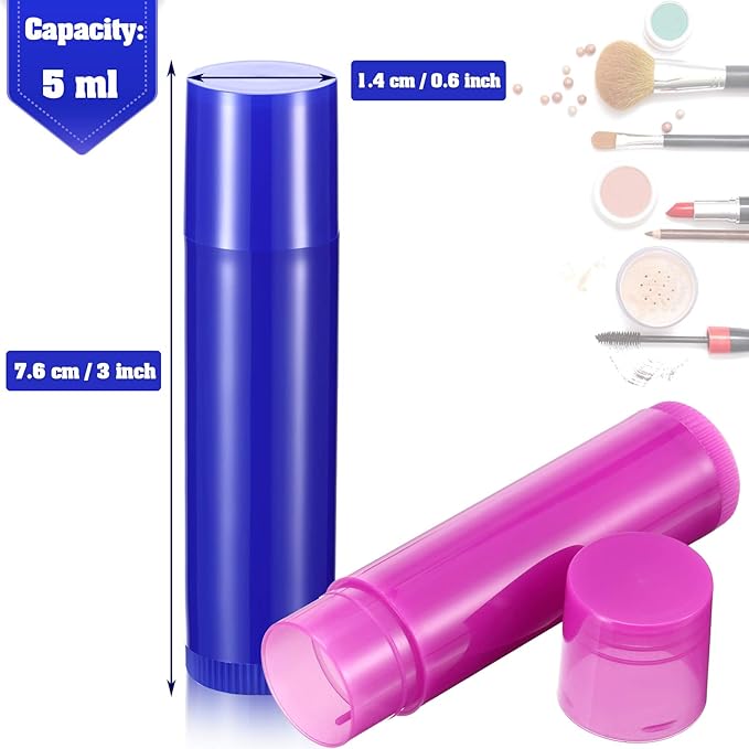 32 Pieces 5ml Empty Lip Gloss Tubes Refillable Lip Gloss Bottles Rotatable Lip Balm Container Tubes Plastic Lipstick Tube DIY Lip Gloss Balm Tube Holder for DIY Lipstick Cosmetic Samples, 8 Colors