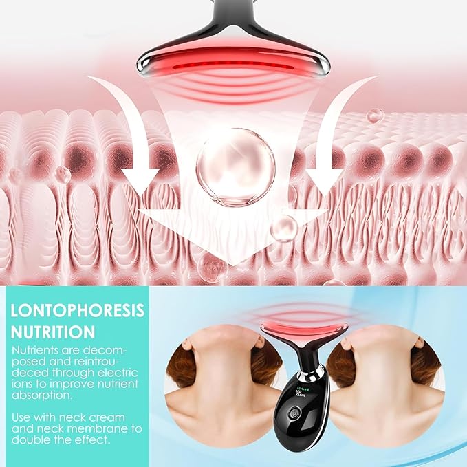 Red-Light-Therapy-for-Face and Neck with 7 Color, Facial Massager for Face and Neck, Face π² culpting Wand (Black)