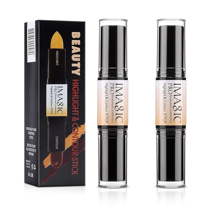 4 Colors Highlight and Contour Stick,Dual-Ended Full Coverage Stick Set