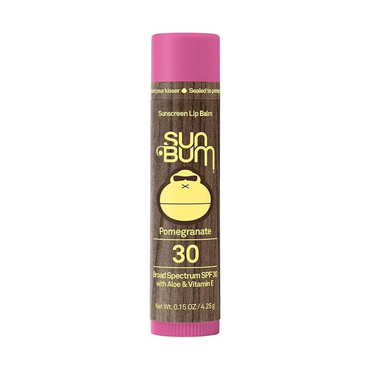 Sun Bum SPF 30 Sunscreen Pomegranate Lip Balm - Moisturizing Aloe Vera and Vitamin E - Vegan and Cruelty Free - Broad Spectrum UVA/UVB Lip Protection - 0.15 oz Stick