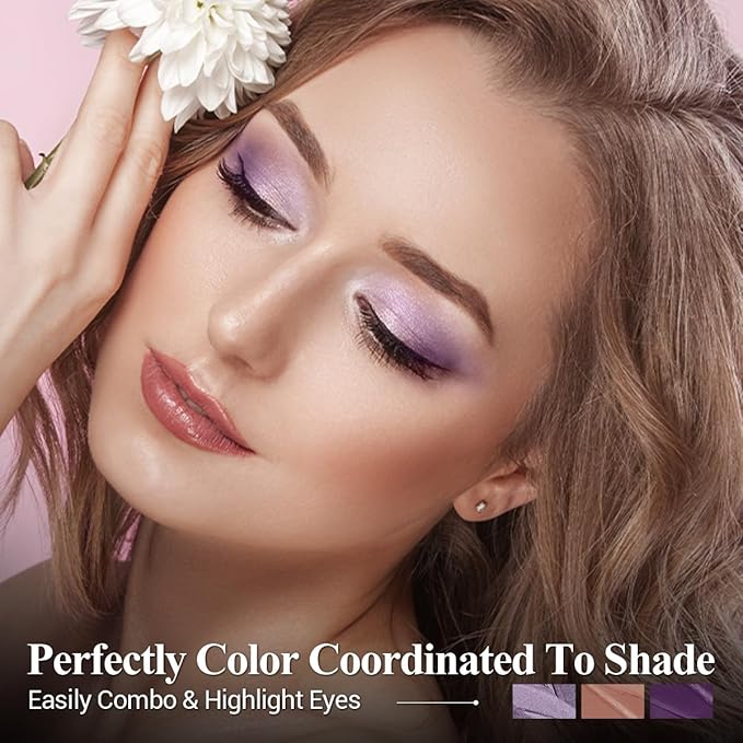 3PCS Cream Eyeshadow Stick Set,Pro Longwear Purple Eye Shadow Sticks Pencil Crayon-Grape Glam