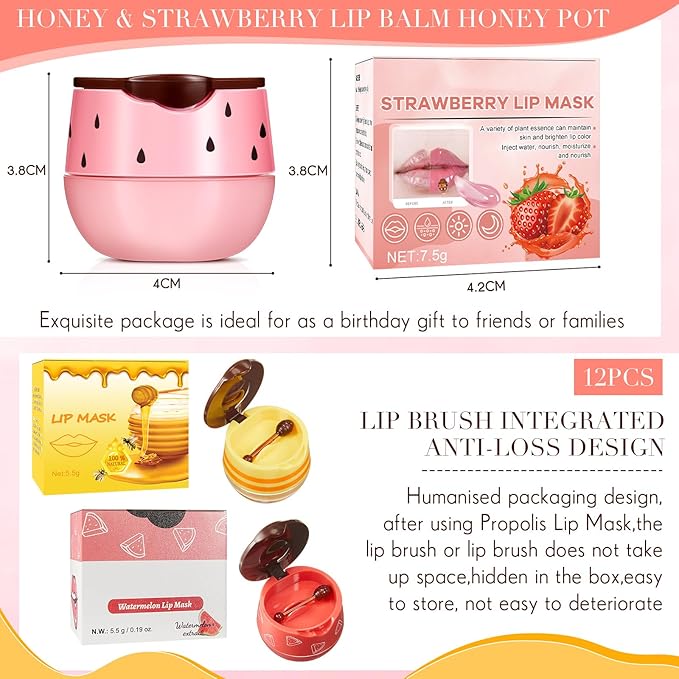 12 Pcs Bee Lip Balm Honey