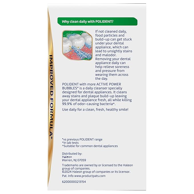 Polident 3 Minute Antibacterial Dental Appliance Cleanser Tablets, 90 Count (2 Pack)