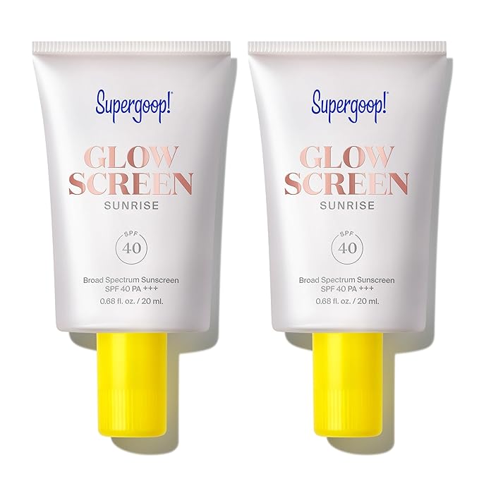 Supergoop! Glowscreen SPF 40, Sunrise (Champagne Glow) - 20 mL, 2 Pack - Glowy Primer + Broad Spectrum Tinted Sunscreen - Helps Filter Blue Light - Hydration - Hyaluronic Acid & Vitamin B5