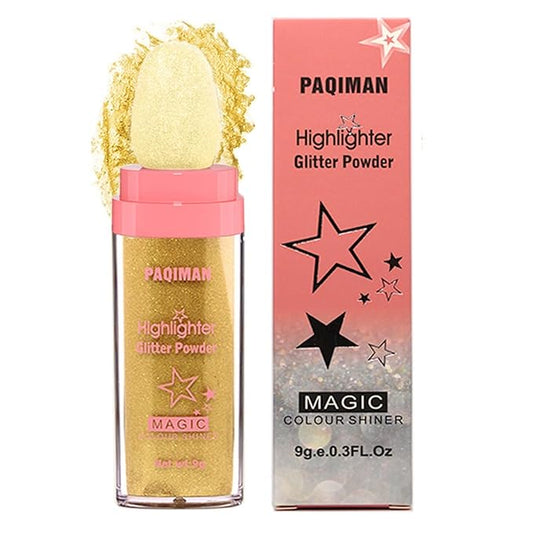 Glitter Powder Highlighter Makeup, Body Brightens the Natural Gold Color)