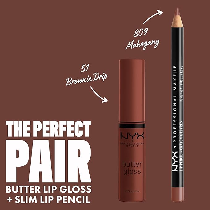 NYX PROFESSIONAL MAKEUP Slim Lip Pencil, Long-Lasting Creamy Lip Liner - Mahogany