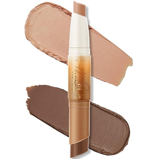 FOCALLURE 2 in 1 Cream Bronzer and Highlighter Pen,MOCHA CHIFFON