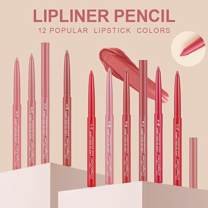 12 Colors Lip Liner Combo, Matte Lipstick Lip