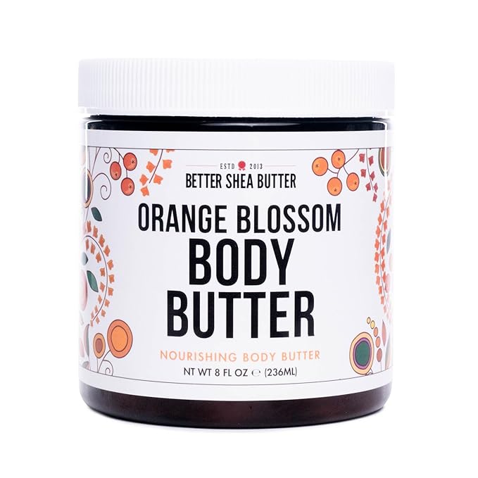 Deep Hydration ORANGE BLOSSOM Body Butter for Dry Skin | Natural Body Lotion for Women with Raw Shea Butter | No Synthetic Fragrances | 8 oz