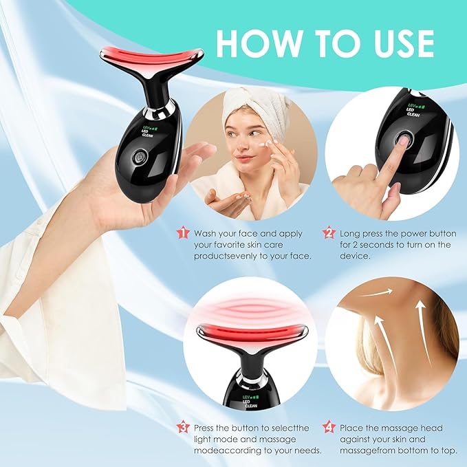 Red-Light-Therapy-for-Face and Neck with 7 Color, Facial Massager for Face and Neck, Face π² culpting Wand (Black)