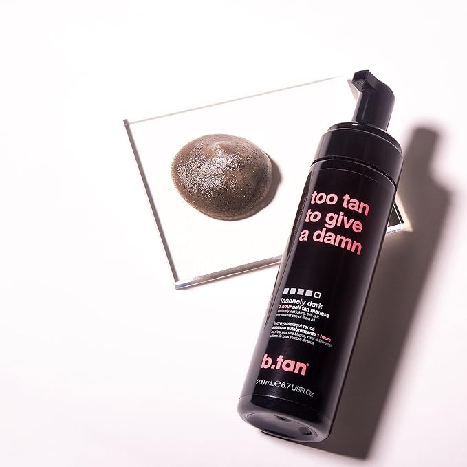 b.tan Ultra Dark Self Tanner Mousse | Too Tan - Best, 1 Hour Express Sunless Tanning Foam, Gold Bronzing Glow, No Fake Tan Smell, Face & Body, Vegan, Cruelty & Paraben Free, 6.7 Fl Oz