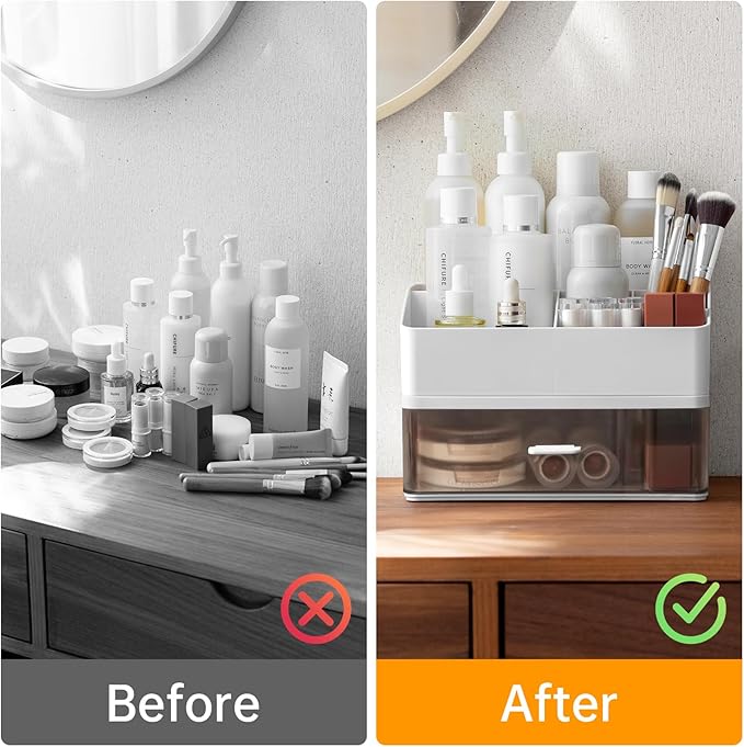 Makeup organizer for vanity, cosmetic