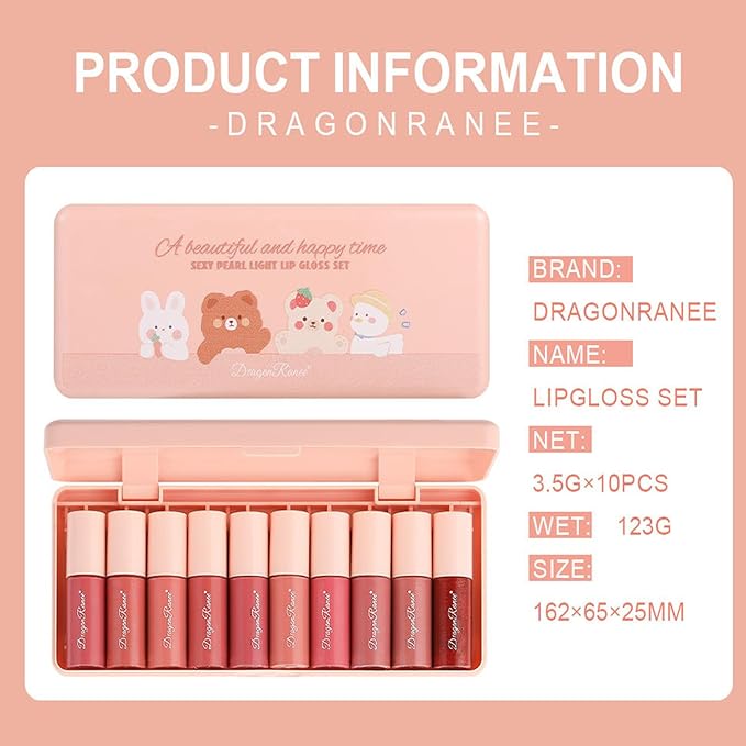 10 Colors Lip Tint Stain Set,Mini Liquid Lipstick,
