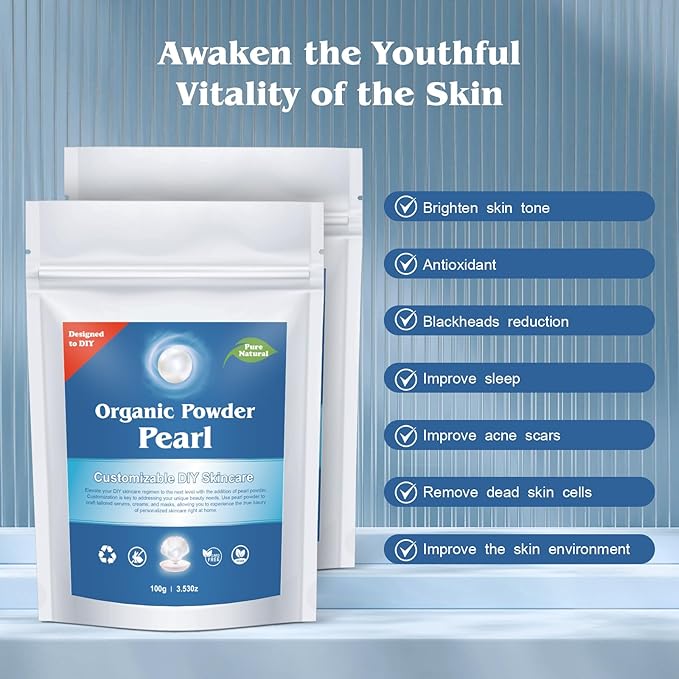 Zlimer Freshwater Pearl Powder for DIY Skincare,Whitening,Pore Minimizer,Anti-Aging,100% Natural, (3.52oz) 100g