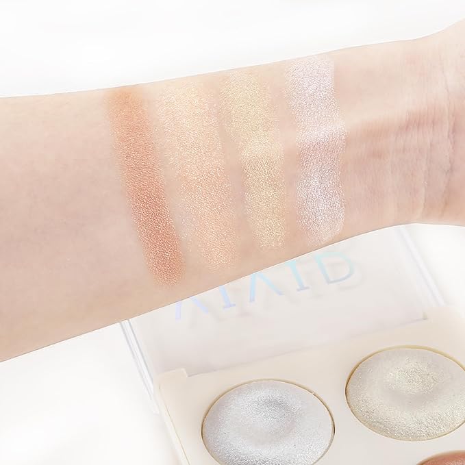 Boobeen 4 Color Highlighter Makeup Palette, Face Baked and Glowing