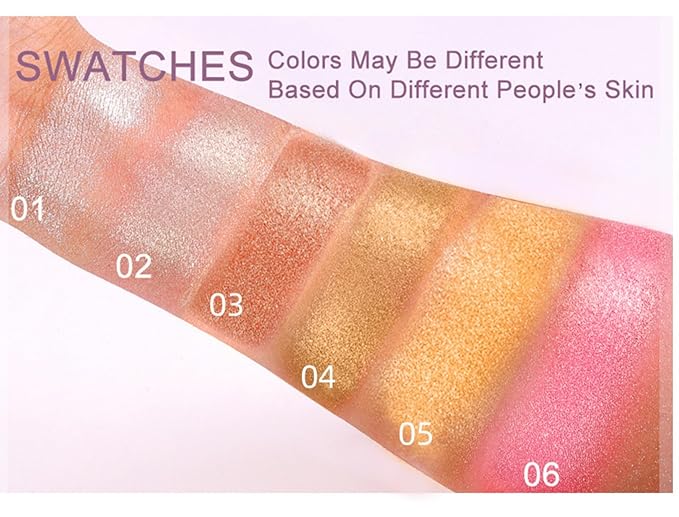 MAEPEOR Face Highlighter Palette 6 Colors Smooth Shimmer (Color 01)