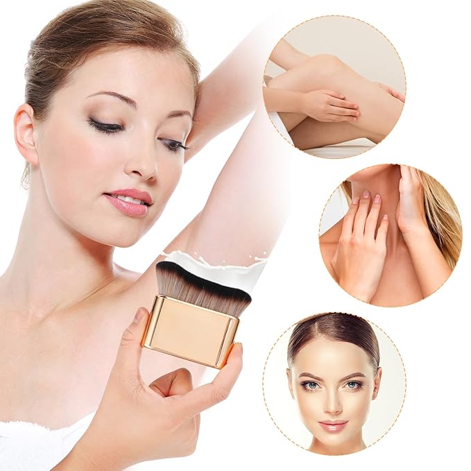 Self Tan Brush Soft Body Makeup Brush Portable Self Tanning Brush Self Tanner Face Brush Kabuki Foundation Brush for Body & Leg Makeup(Rose Gold)