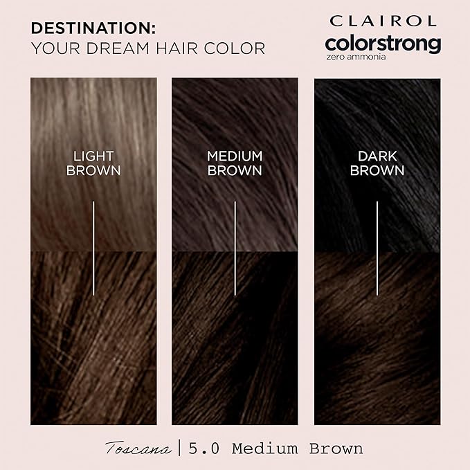 Clairol ColorStrong Permanent Zero Ammonia Hair Dye, 5.0 Medium Brown - Toscana Hair Color, Pack of 1