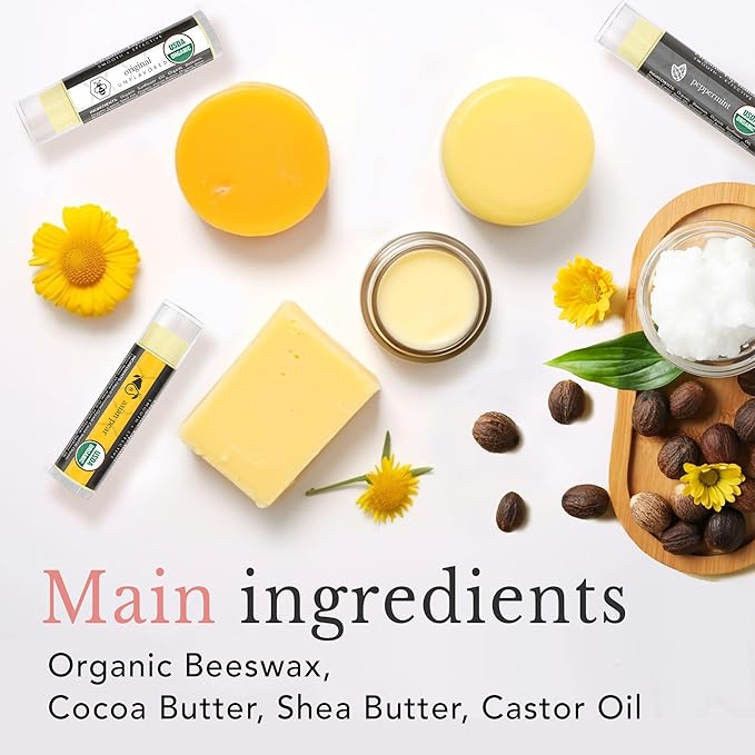 Natural Lip Balm Chapstick Pack - 12 Chap