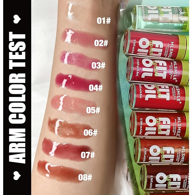 4 Colors Fat Oil Lip Gloss, Lip Oil Lip Glaze Hydrating Lip Glow Oil Big Brush Head Moisturizing Lip Gloss, Shiny Transparent Tinted Plumping Lip Oil Long Lasting Nourishing Non-sticky (08#)