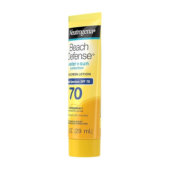 Neutrogena Beach Defense Water Resistant Sunscreen Body Lotion with Broad Spectrum SPF 70, Oil-Free and Fast-Absorbing, 1 Fl Oz (Pack of 48)