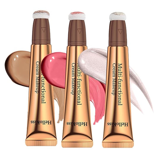 3pcs Contour Beauty Wand, Blush Wand and Liquid +Highlighter Set(#01+#03+#05)