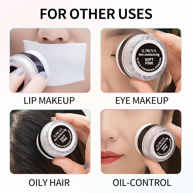 Setting Powder Lightweight Loose Powder Finishing Powder Long-Lasting (Soft Pink/Shimmering) 0.28 Oz