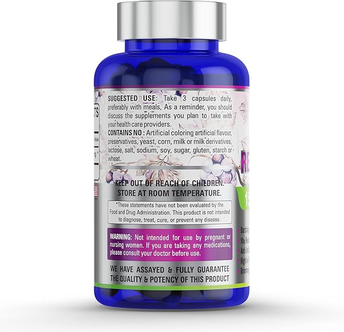 100% Pure Resveratrol Extract for Anti-Aging & Heart
