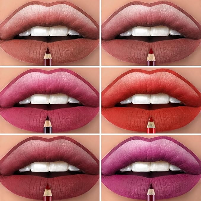 12 Pcs Double Head Rich Vibrant Colors Lip Liner Pencils Eye Liner Sticks Set with Sharpener for Daily Makeup,Easy to Apply & Remove,Waterproof (A)