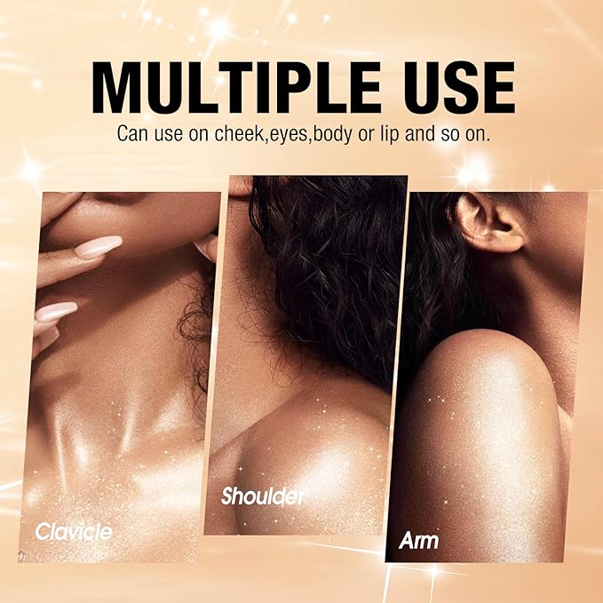 Glitter Body Highlighter Powder Body Shimmer Sparkle Face sponge head(silvery)