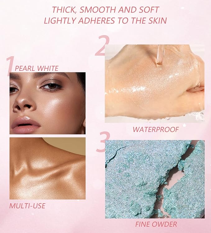 MAEPEOR Face Highlighter Palette 8 Colors Smooth Shimmer Champagne Powder)