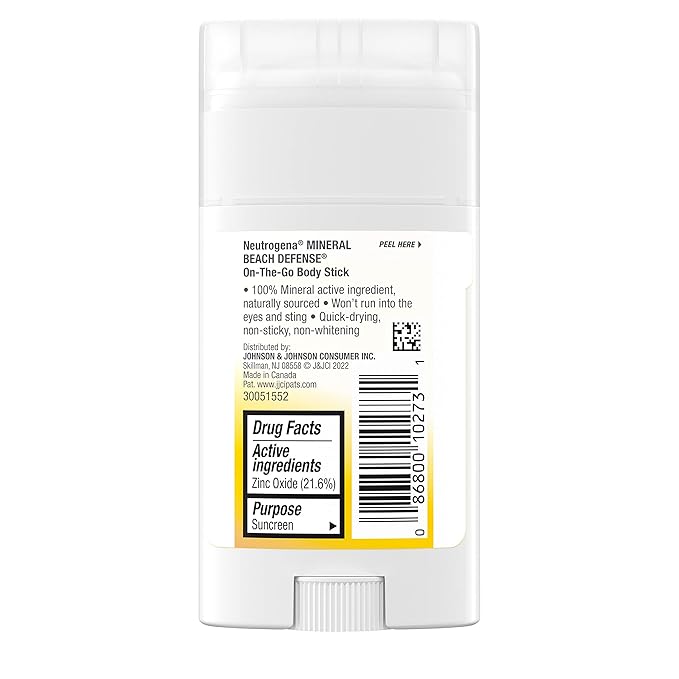 Neutrogena Purescreen+ Mineral Beach Defense On-The-Go Body Sunscreen Stick with Broad Spectrum SPF 50, Water Resistant UVA/UVB Protection, Absorbs Quickly & Dries Clear, 1.5 oz