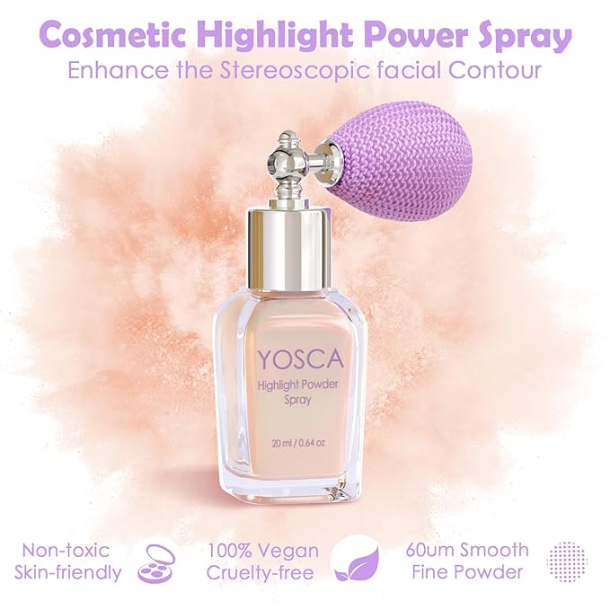 Yosca Highlighter Powder Spray, 20ML Cosmetic Grade Shimmer 20ML