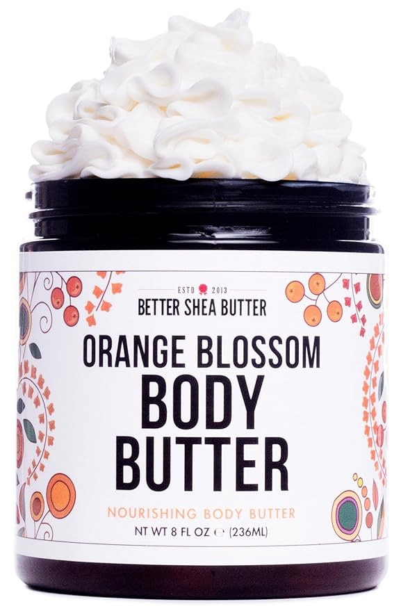 Deep Hydration ORANGE BLOSSOM Body Butter for Dry Skin | Natural Body Lotion for Women with Raw Shea Butter | No Synthetic Fragrances | 8 oz
