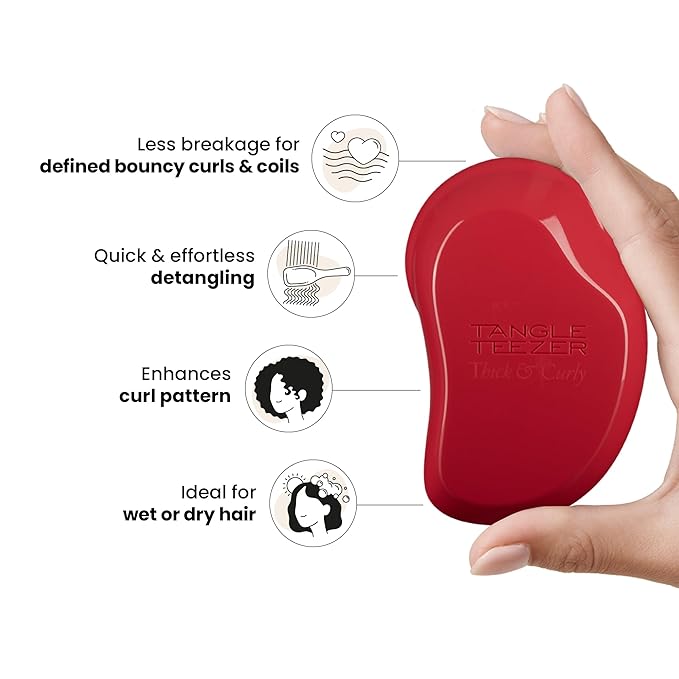 Tangle Teezer Original Detangler Brush, Dry & Wet Hair Brush for Thick & Curly Hair Types, Salsa Red