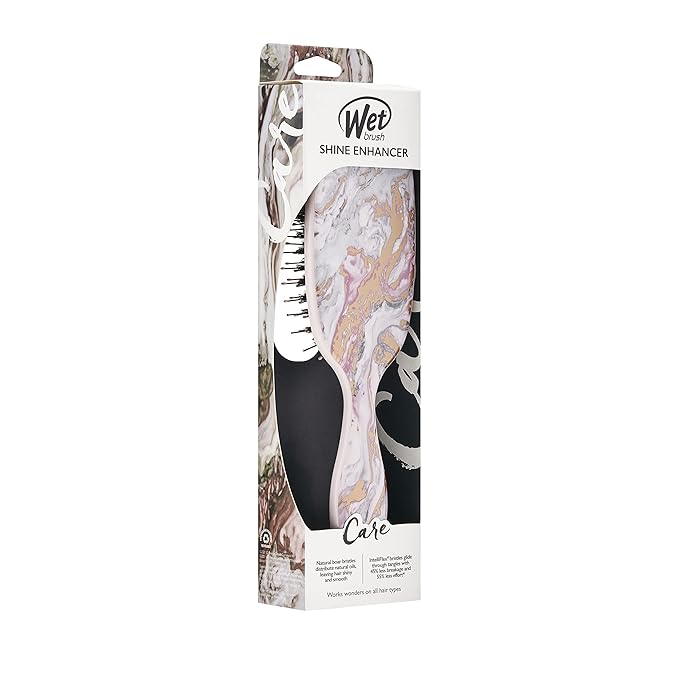 Wet Brush Marble Bronze Shine Enhancer Paddle Brush - Detangler with Ultra Soft Bristles, Infused With Natural Argan Oil, Shiny & Smooth Hair, Wet or Dry, All Hair Types