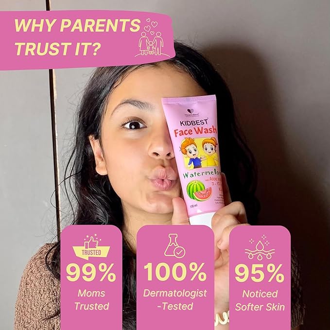 Kids Multivitamin Face Wash - Natural, Non-Toxic 100ml, Organic Watermelon for Normal, Gentle Sensitive & Dry Skin Types - Tear, Paraben, SLS Free, Pack of 1