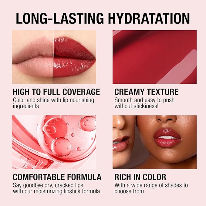 Jolilab 6 Colors Cream Texture Lip Gloss Set - Highly Pigmented, Long - Lasting, Moisturizing Makeup for Women(SetA 6Color)