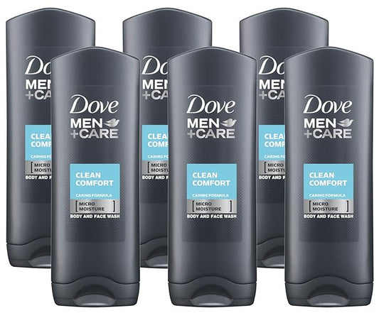 Dove Men Care Body & Face Wash, Clean Comfort - 13.5 Fl Oz / 400 mL X 6 Pack Case, Made in Germany