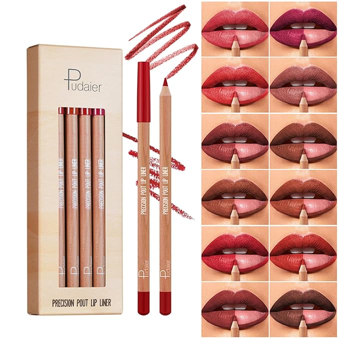 12 Colors Matte Lip Liner Pens Set,Cream Glide Lip