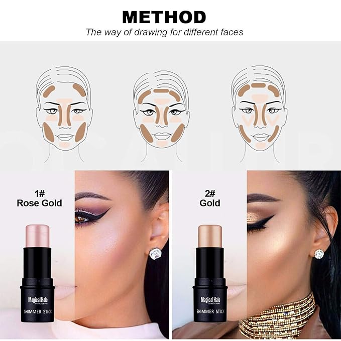 Magical Halo Stick,2Colors Magical Halo Highlighter Stick Powder Makeup Cosmetic(01#)