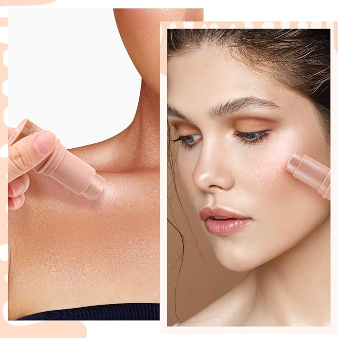 Cream Highlighter Stick, Shimmer Brightener Makeup Stick, Blendable for Women