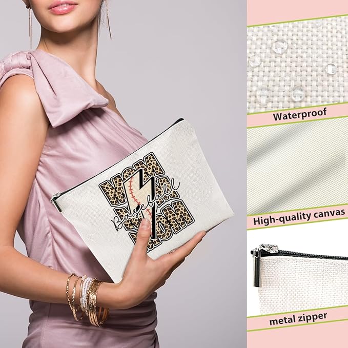 Baseball Gifts Mom Gifts, Baseball Stuff Leopard Makeup Bag, Mama Gifts for Mom Women Baseball Team Player, Baseball Mom Cosmetic Bag, Baseball Coach Gifts Toiletry Bag Christmas Birthday Gifts