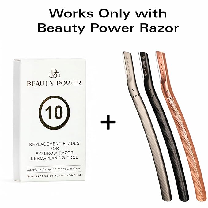 10 Eyebrow Razor Blades - Face Razors for Women & Men, Eyebrow Trimmer Shaper with Precision Cover, Facial Shaver & Dermaplaning Tool for Smooth Skin (Blades)