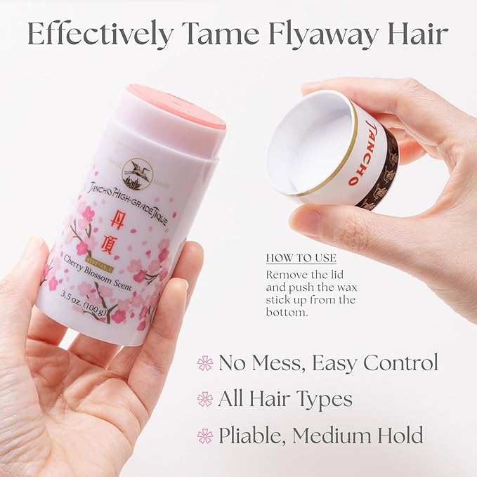 GATSBY Tancho Hair Styling Wax Stick Japanese Cherry Blossom Scent 3.5 ounce (100 grams) All Hair Types, Special Edition High-Grade Plant-based Pomade Tique Mandom Japan