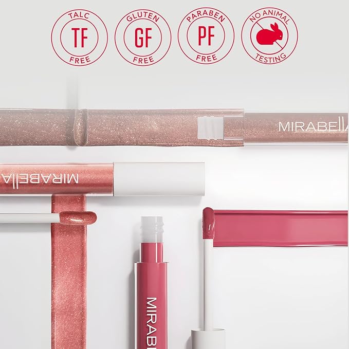 Mirabella Luxe Advanced Lip Gloss, Hydrating Non-Sticky High-Shine Lip Gloss for Women, Infused with Vitamin E & Jojoba Oil, Long-Lasting & Cruelty-Free - Lavish (Shimmering Light Nude)