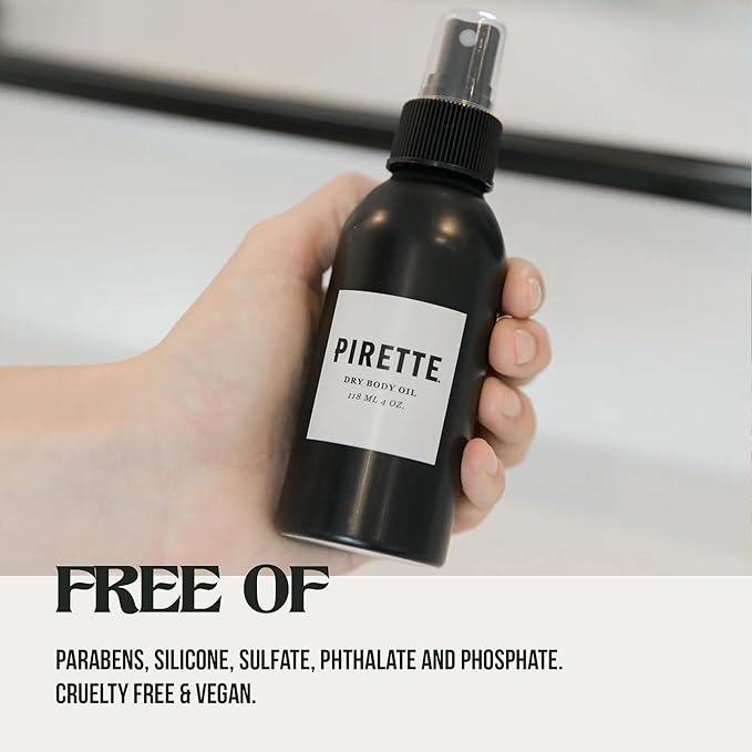 PIRETTE Dry Body Oil, Women’s Beach Inspired Hydrating Mist for Hair & Body, with Coconut Oil & Vitamin E, 4 Fl Oz