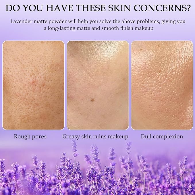 Chillab Lavender Matte Powder,Lavender Jelly Pressed Powder Matte Makeup(2PCS) (1PCS)