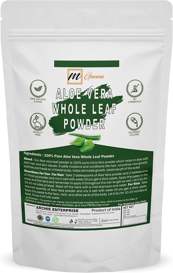 100% Natural Aloe Vera Leaf Powder Pure Aloe Barbadensis Natural Moisturizer Replenish Dry Skin Healthy Hair Care 0.50 LBS 227 Grams