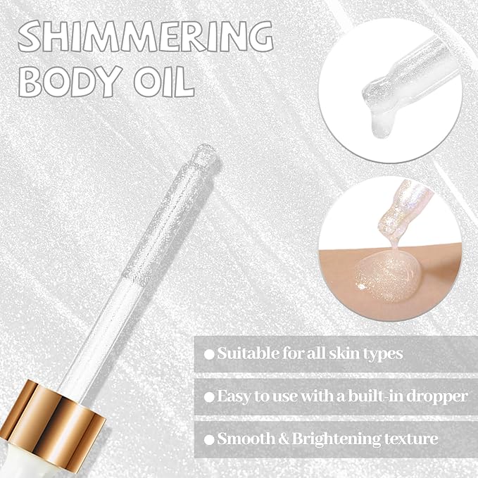 Shimmering Body Oil,Face & Body Glitter Makeup Liquid for Women